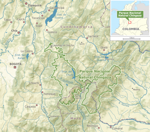 Map of Chingaza National Natural Park