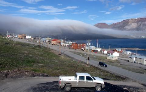 Fog rolling into Arctic Bay